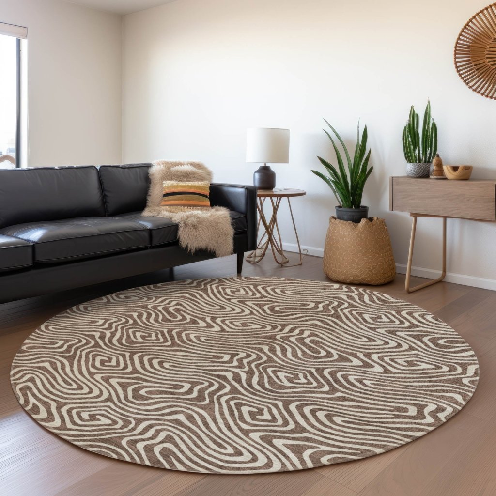 LOOMLAN Rugs Raya Brown Washable Indoor-Outdoor Rug
