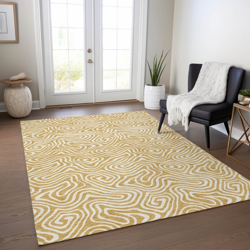 LOOMLAN Rugs Raya Gold Washable Indoor-Outdoor Rug