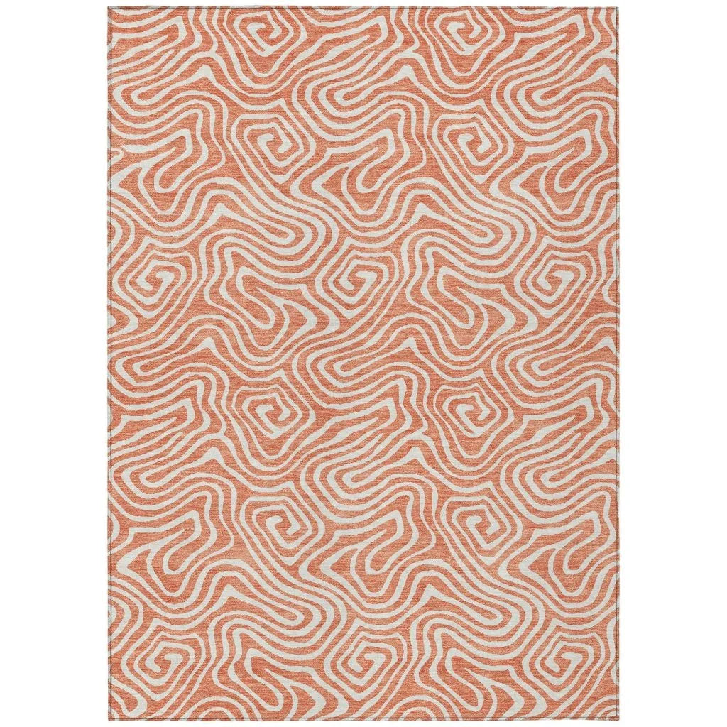 LOOMLAN Rugs Raya Orange Washable Indoor-Outdoor Rug