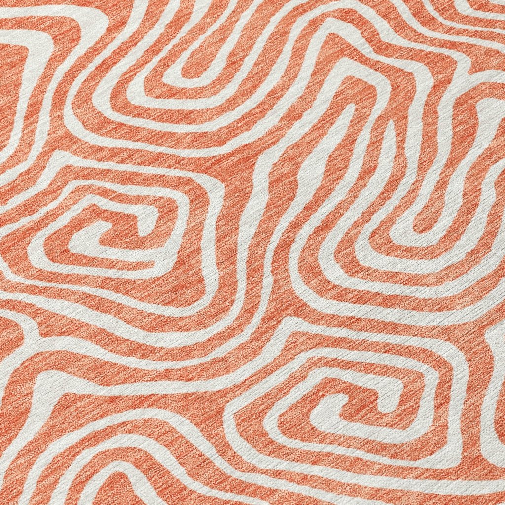 LOOMLAN Rugs Raya Orange Washable Indoor-Outdoor Rug
