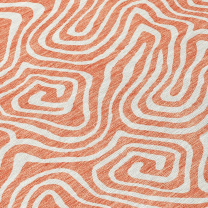 LOOMLAN Rugs Raya Orange Washable Indoor-Outdoor Rug