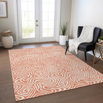 LOOMLAN Rugs Raya Orange Washable Indoor-Outdoor Rug