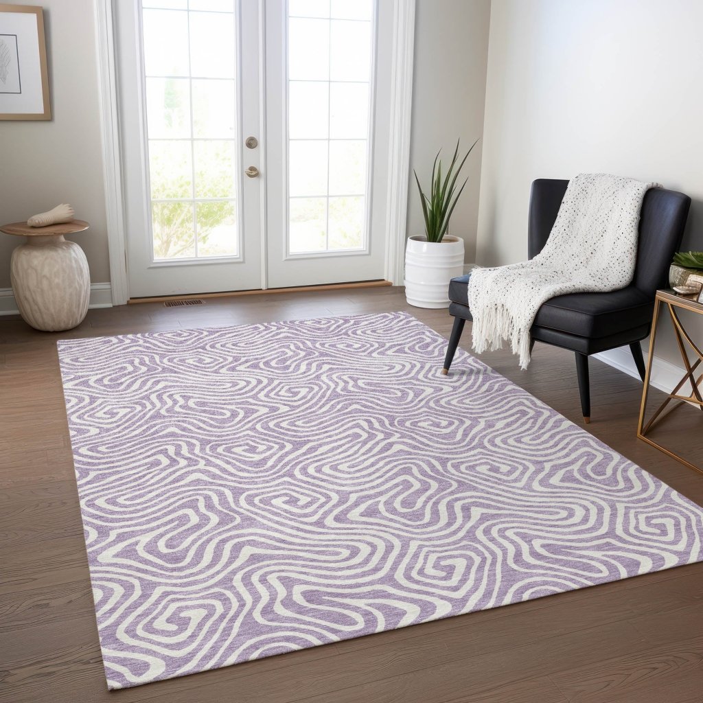 LOOMLAN Rugs Raya Purple Washable Indoor-Outdoor Rug
