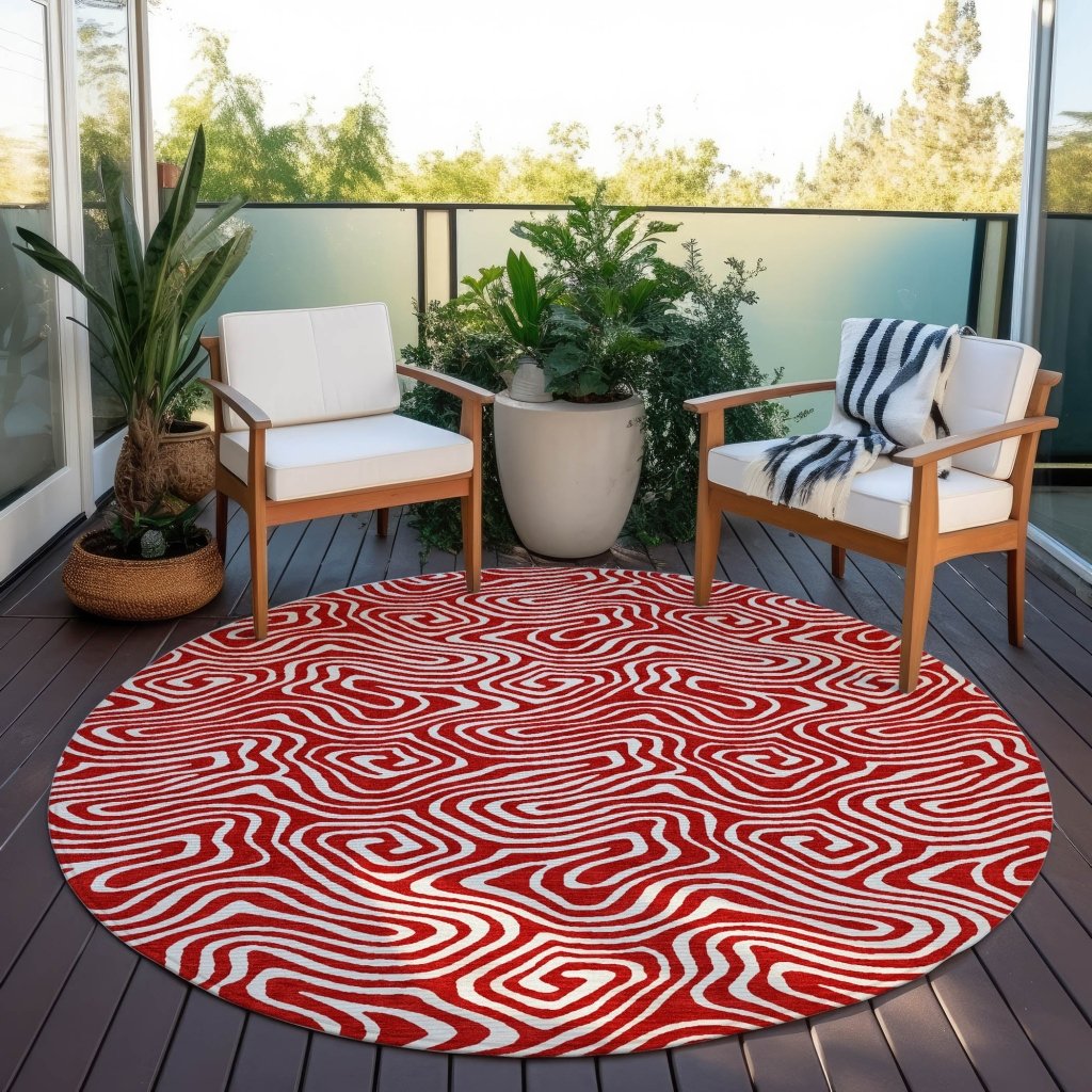 LOOMLAN Rugs Raya Red Washable Indoor-Outdoor Rug