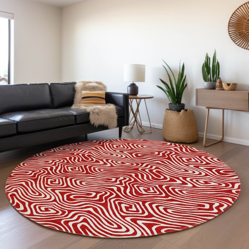 LOOMLAN Rugs Raya Red Washable Indoor-Outdoor Rug