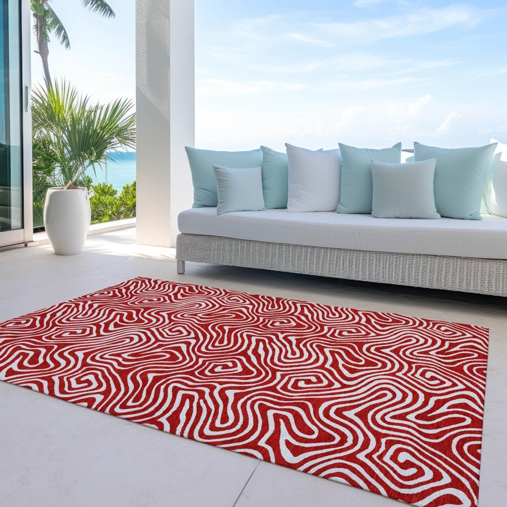 LOOMLAN Rugs Raya Red Washable Indoor-Outdoor Rug