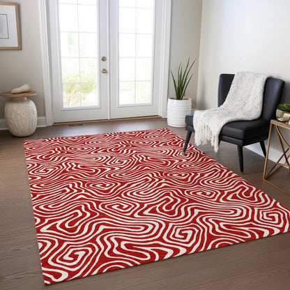 LOOMLAN Rugs Raya Red Washable Indoor-Outdoor Rug