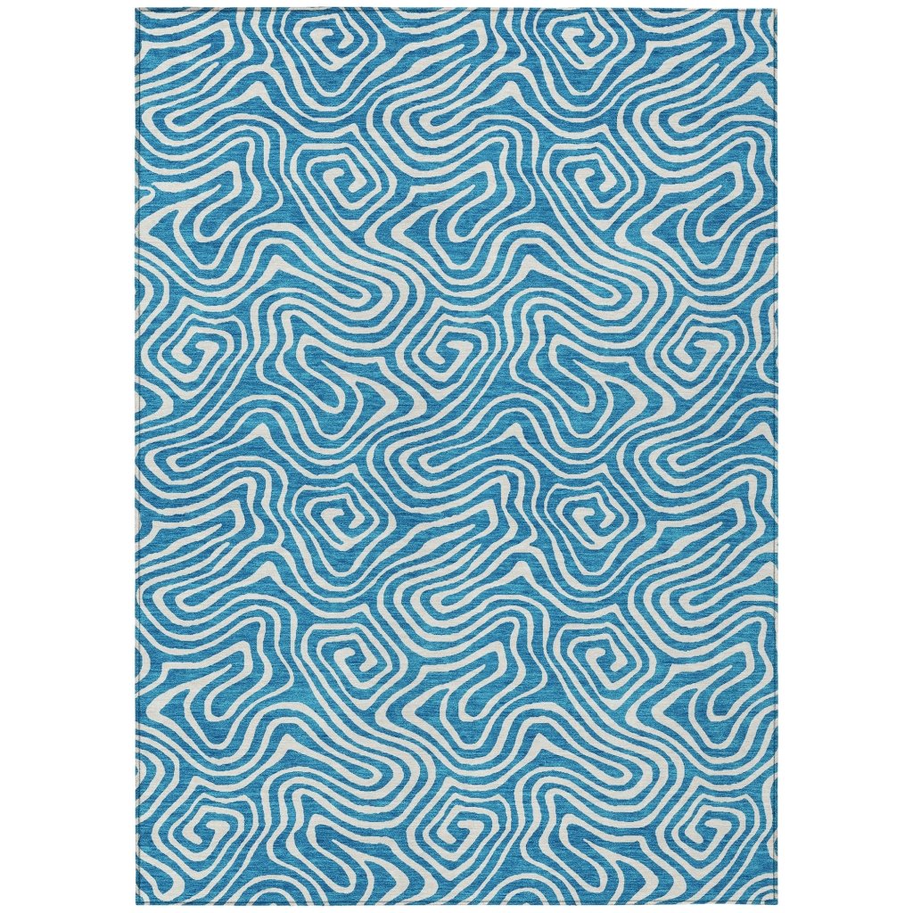 LOOMLAN Rugs Raya Teal Washable Indoor-Outdoor Rug