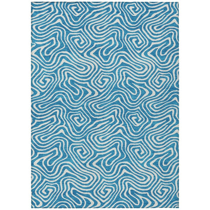 LOOMLAN Rugs Raya Teal Washable Indoor-Outdoor Rug
