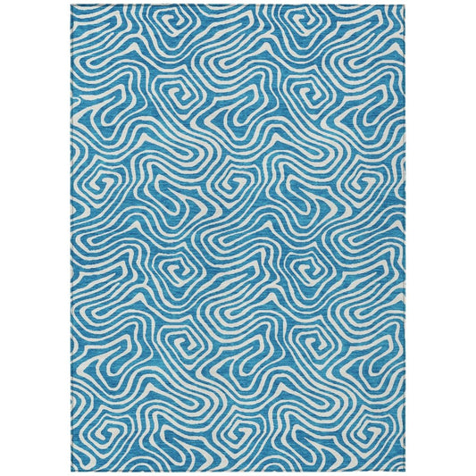 LOOMLAN Rugs Raya Teal Washable Indoor-Outdoor Rug