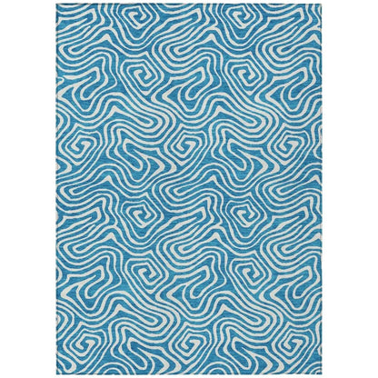 LOOMLAN Rugs Raya Teal Washable Indoor-Outdoor Rug