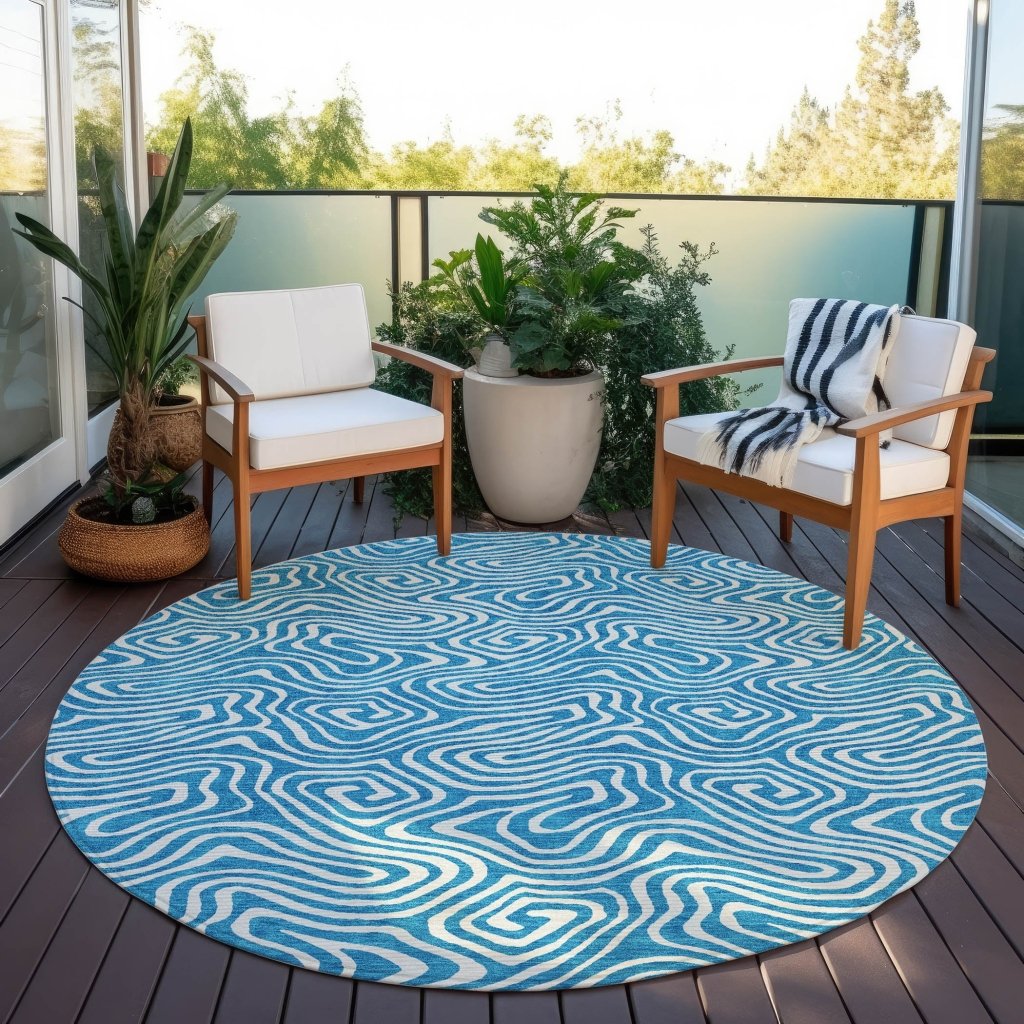 LOOMLAN Rugs Raya Teal Washable Indoor-Outdoor Rug