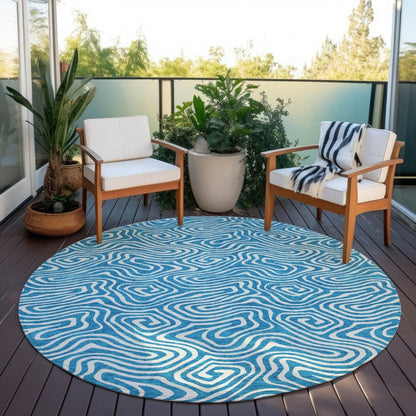 LOOMLAN Rugs Raya Teal Washable Indoor-Outdoor Rug