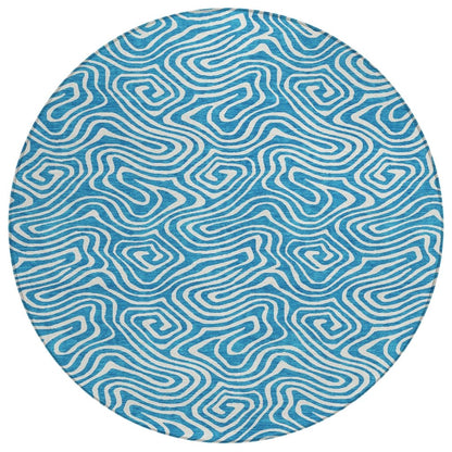 LOOMLAN Rugs Raya Teal Washable Indoor-Outdoor Rug