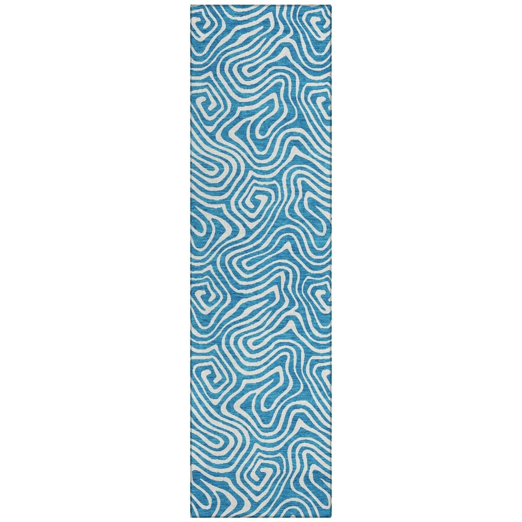 LOOMLAN Rugs Raya Teal Washable Indoor-Outdoor Rug