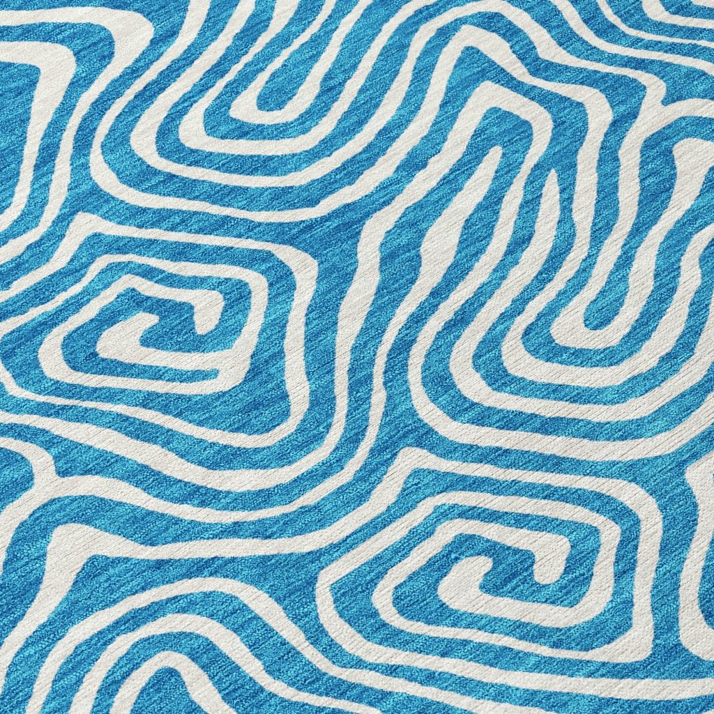 LOOMLAN Rugs Raya Teal Washable Indoor-Outdoor Rug