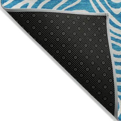 LOOMLAN Rugs Raya Teal Washable Indoor-Outdoor Rug