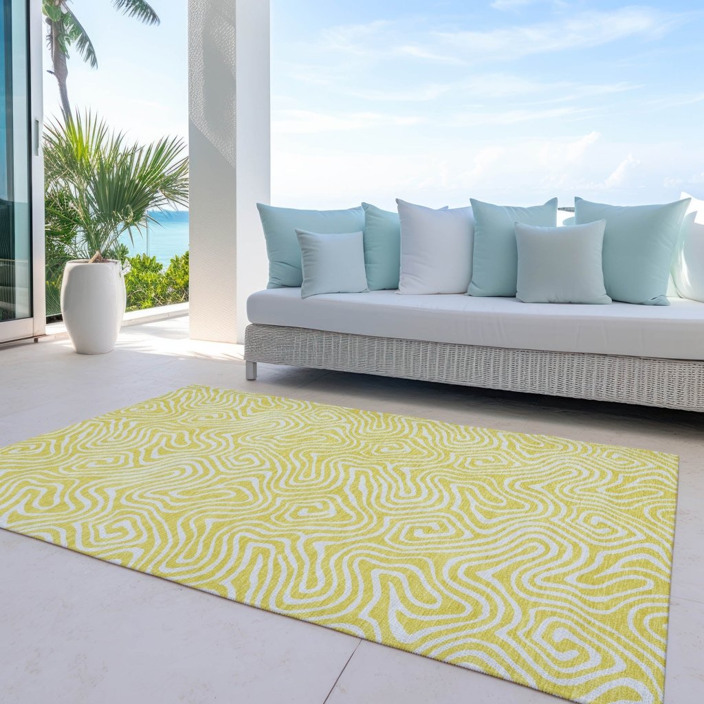 LOOMLAN Rugs Raya Yellow Washable Indoor-Outdoor Rug