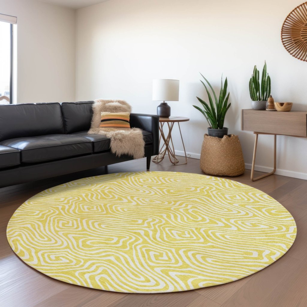 LOOMLAN Rugs Raya Yellow Washable Indoor-Outdoor Rug