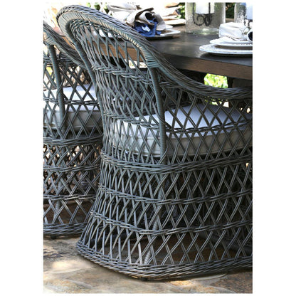 Rectangular 7PC Outdoor Dining Set Wicker Armchairs - Sideboards and Things Brand_America's Backyards, Color_Black, Features_Indoor/Outdoor Use, Metal Type_Aluminum, Number of Pieces_7PC Set, Product Type_Dining Height, Product Type_Outdoor Dining Set, Product Type_Table/Nook Set, Seating Capacity_6, Shape_Rectangular, Table Base_Metal, Table Top_Metal