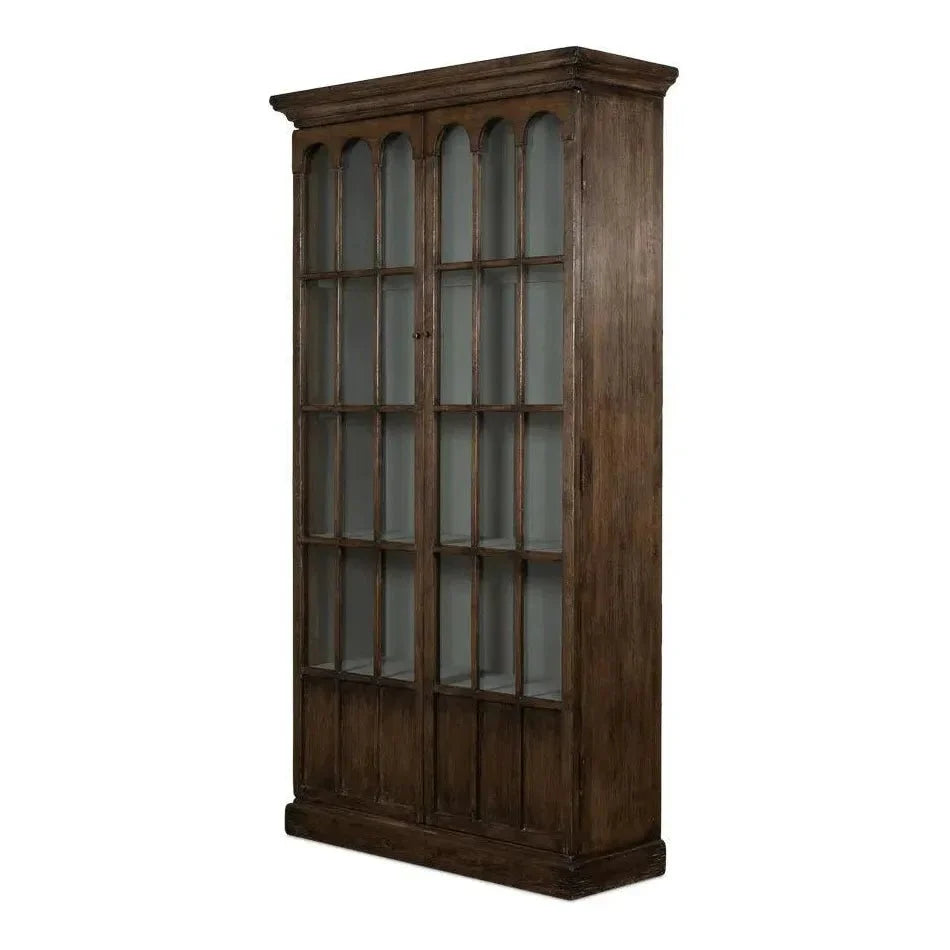 Refined Arches Tall Curio Bookcase Glass Doors - LOOMLAN - Sarreid - Bookcases