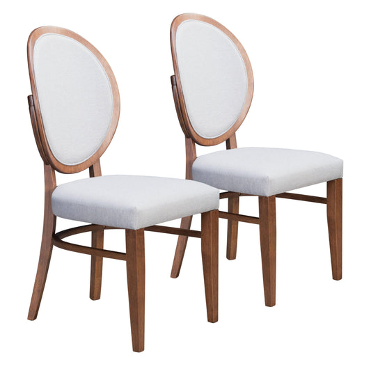 Regents Dining Chair (Set of 2) Walnut & Gray - Sideboards and Things Accents_Natural, Back Type_With Back, Brand_Zuo Modern, Color_Gray, Color_Natural, Depth_20-30, Height_30-40, Materials_Wood, Number of Pieces_2PC Set, Product Type_Dining Height, Upholstery Type_Fabric Blend, Upholstery Type_Polyester, Width_10-20, Wood Species_Rubberwood