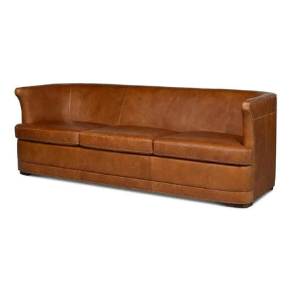 Retro Mcmillan Distilled Leather Sofa - LOOMLAN - Sarreid - Sofas & Loveseats