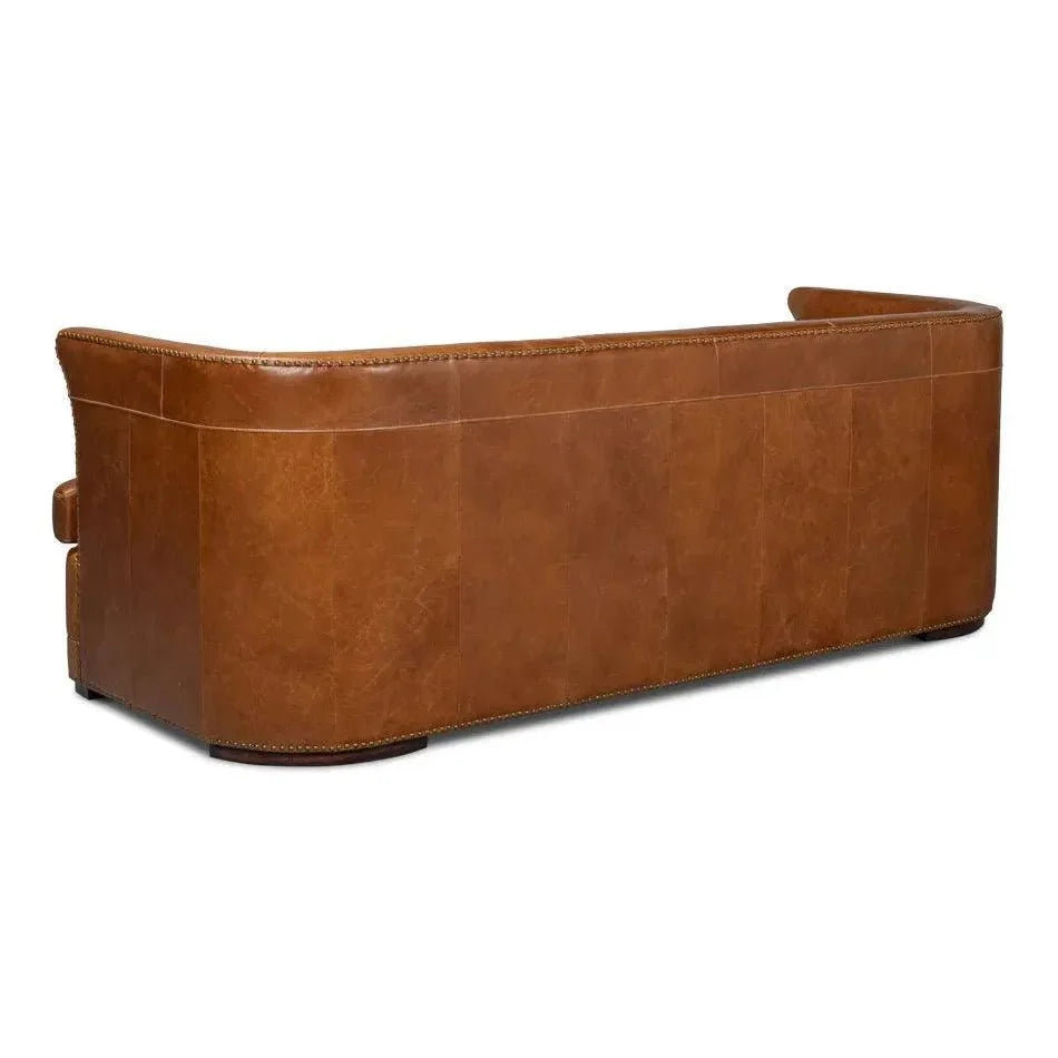 Retro Mcmillan Distilled Leather Sofa - LOOMLAN - Sarreid - Sofas & Loveseats