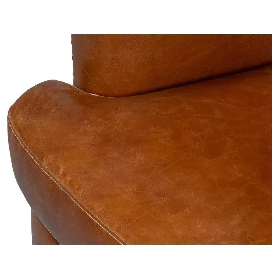 Retro Mcmillan Distilled Leather Sofa - LOOMLAN - Sarreid - Sofas & Loveseats