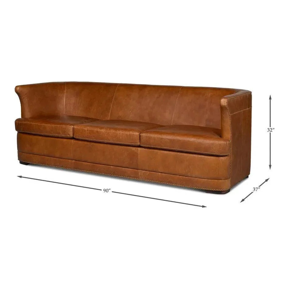 Retro Mcmillan Distilled Leather Sofa - LOOMLAN - Sarreid - Sofas & Loveseats
