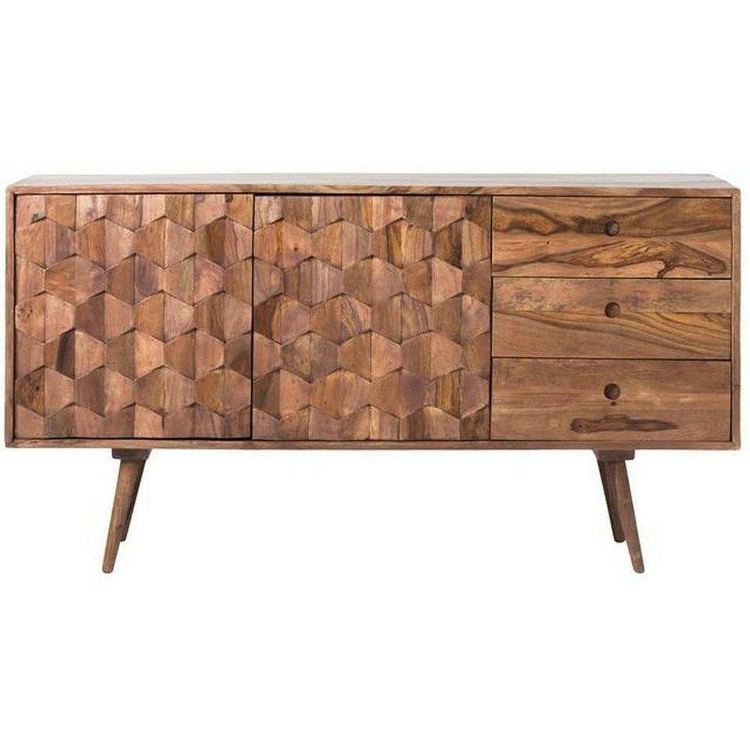 Retro Style Wood Sideboardd for Dining Room - Sideboards and Things Brand_Moe's Home, Color_Natural, Features_With Drawers, Finish_Natural, Height_30-40, Legs Material_Wood, Materials_Wood, Width_50-60, Wood Species_Sheesham