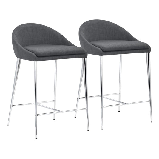 Reykjavik Counter Chair (Set of 2) Graphite - Sideboards and Things Back Type_With Back, Color_Gray, Color_Silver, Depth_10-20, Finish_Polished, Height_30-40, Materials_Metal, Metal Type_Steel, Number of Pieces_2PC Set, Product Type_Counter Height, Upholstery Type_Fabric Blend, Upholstery Type_Polyester, Width_10-20