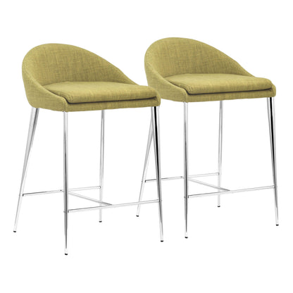Reykjavik Counter Chair (Set of 2) Pea Green - Sideboards and Things Back Type_With Back, Color_Green, Color_Silver, Depth_10-20, Finish_Polished, Height_30-40, Materials_Metal, Metal Type_Steel, Number of Pieces_2PC Set, Product Type_Counter Height, Upholstery Type_Fabric Blend, Upholstery Type_Polyester, Width_10-20