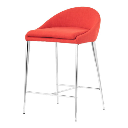 Reykjavik Counter Chair (Set of 2) Tangerine - Sideboards and Things Back Type_With Back, Color_Orange, Color_Red, Color_Silver, Depth_10-20, Finish_Polished, Height_30-40, Legs Material_Metal, Materials_Metal, Metal Type_Steel, Number of Pieces_2PC Set, Product Type_Counter Height, Seat Material_Upholstery, Upholstery Type_Fabric Blend, Upholstery Type_Polyester, Width_10-20