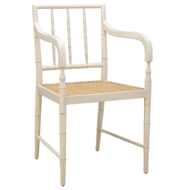 Reynolds Faux Bamboo Framed Cream Arm Chair - LOOMLAN - Furniture Classics - Accent Chairs