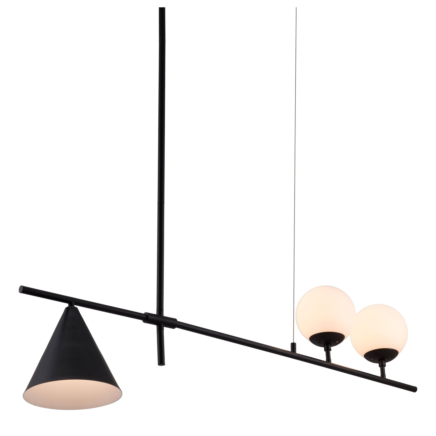 Richiza Ceiling Lamp Black - Sideboards and Things Brand_Zuo Modern, Color_Black, Depth_0-10, Features_Adjustable Height, Finish_Hand Painted, Finish_Polished, Finish_Powder Coated, Glass Type_Frosted Glass, Height_20-30, Materials_Glass, Materials_Metal, Metal Type_Steel, Product Type_Pendant, Width_40-50