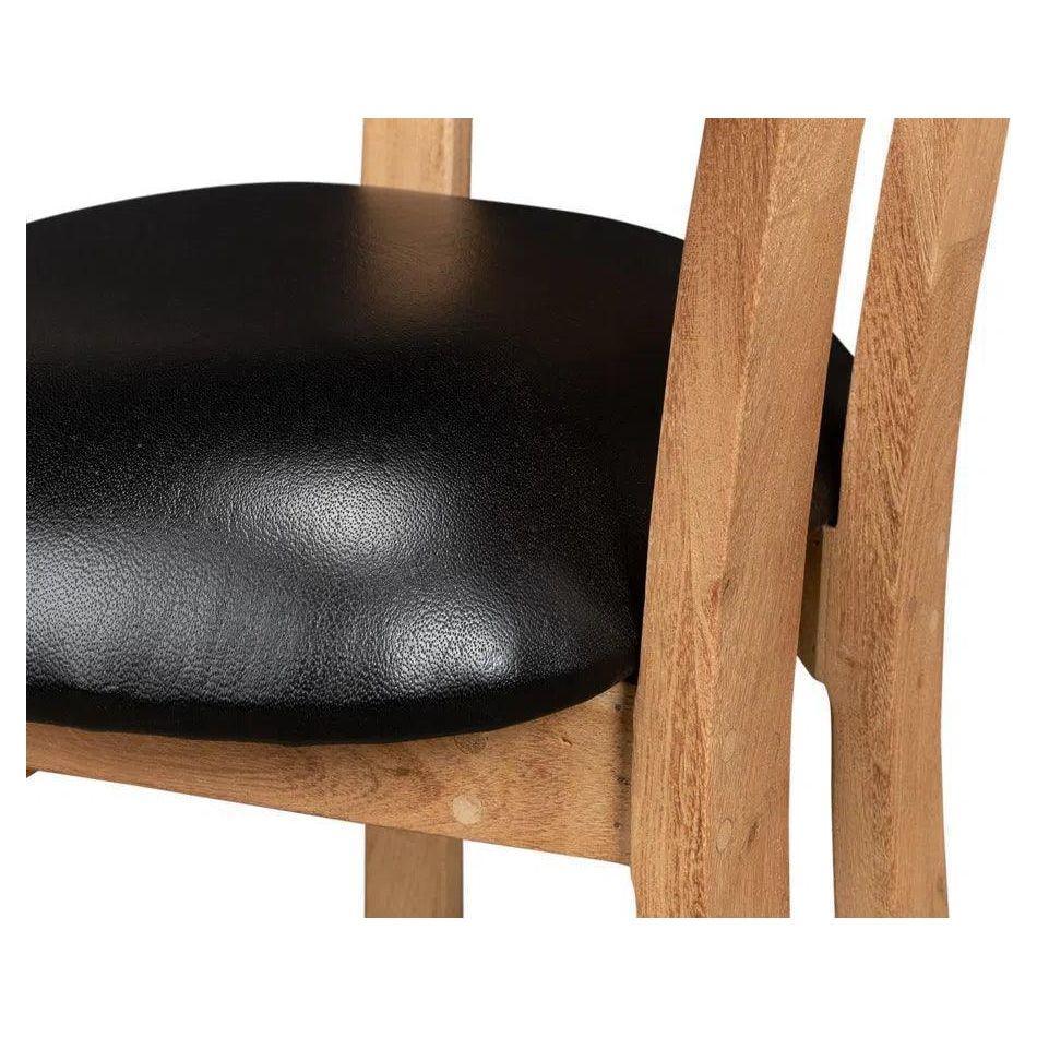 Sarreid Rift Leather Seat Curved Back Dining Chair 2PC