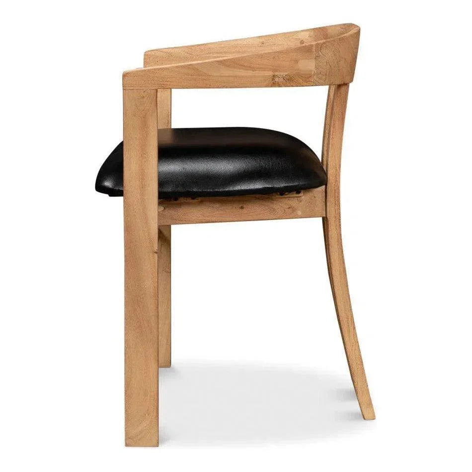 Sarreid Rift Leather Seat Curved Back Dining Chair 2PC