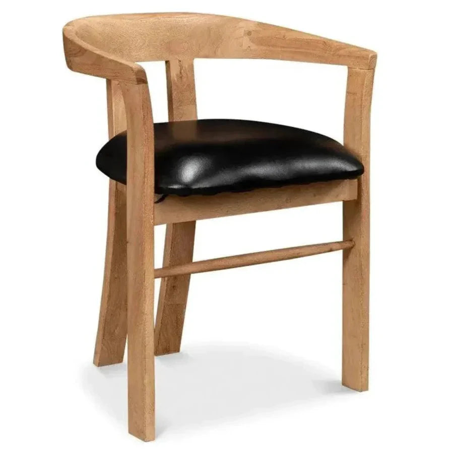 Sarreid Rift Leather Seat Curved Back Dining Chair 2PC