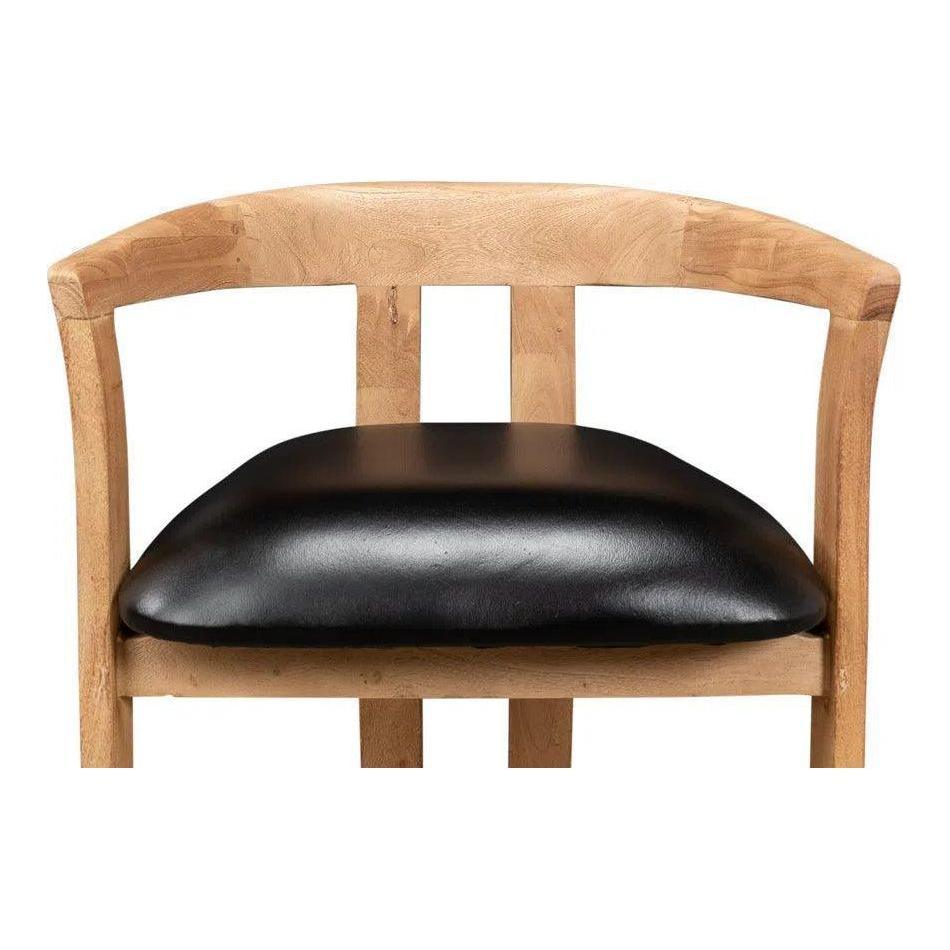 Sarreid Rift Leather Seat Curved Back Dining Chair 2PC