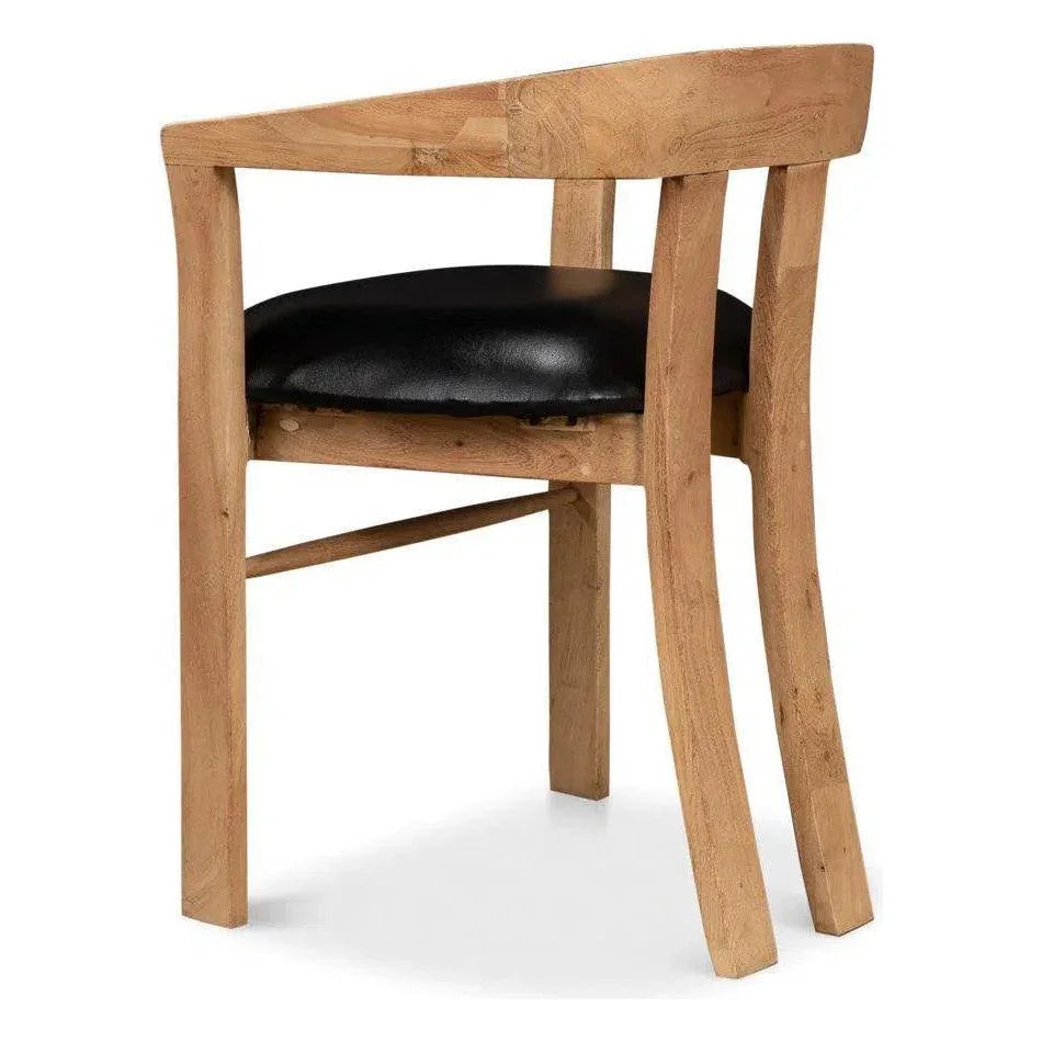 Sarreid Rift Leather Seat Curved Back Dining Chair 2PC