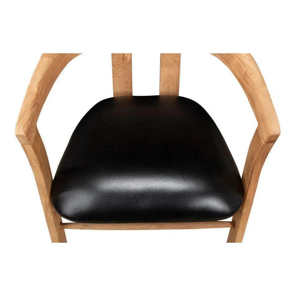 Sarreid Rift Leather Seat Curved Back Dining Chair 2PC