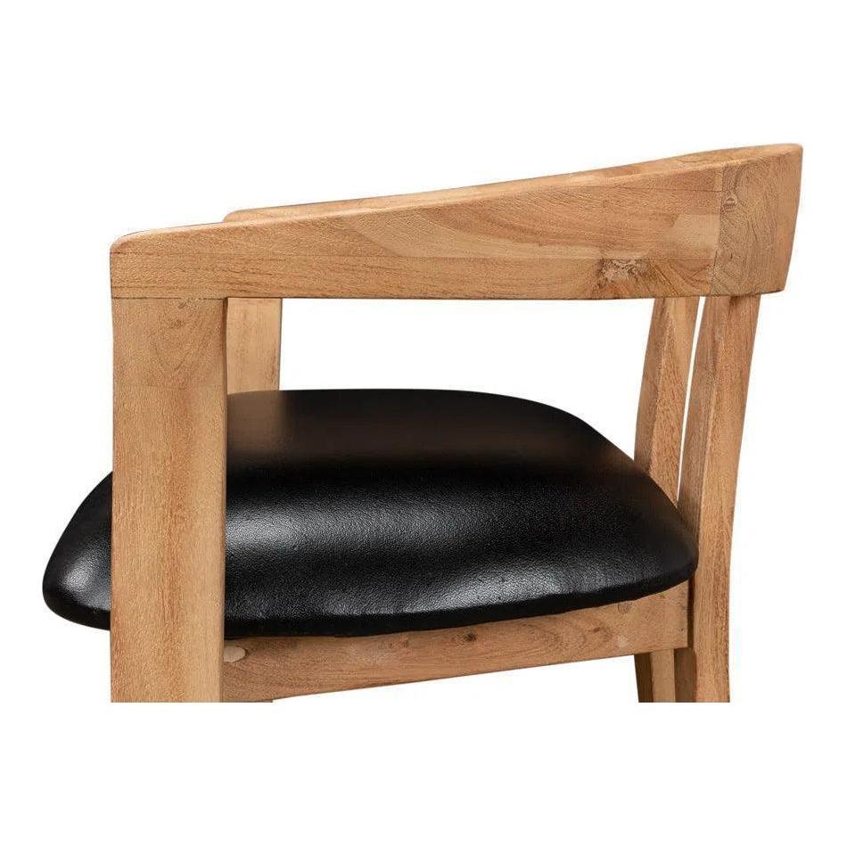 Sarreid Rift Leather Seat Curved Back Dining Chair 2PC