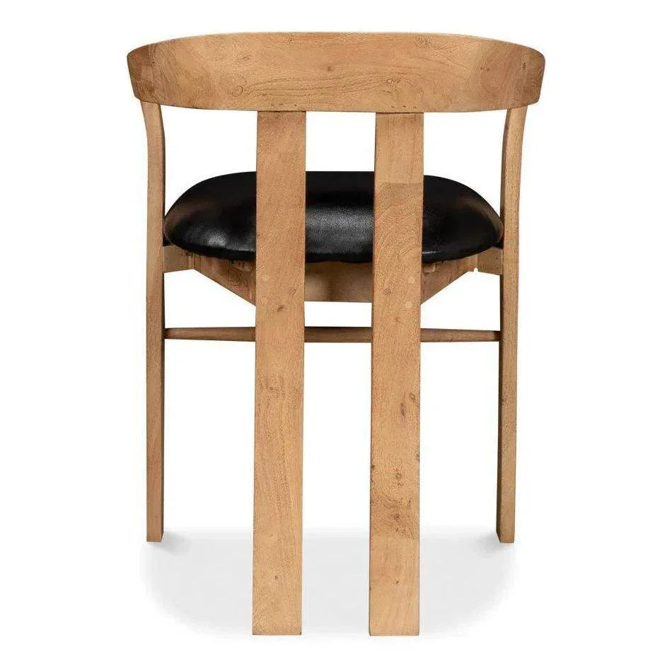 Sarreid Rift Leather Seat Curved Back Dining Chair 2PC