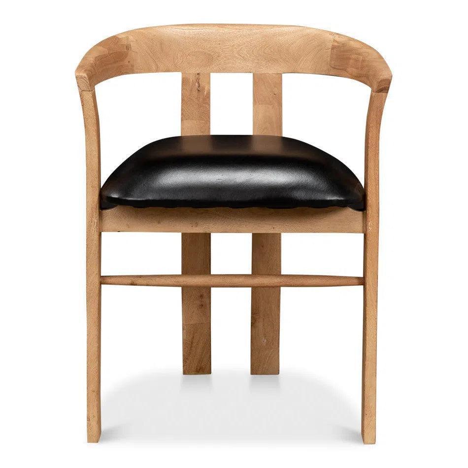 Sarreid Rift Leather Seat Curved Back Dining Chair 2PC