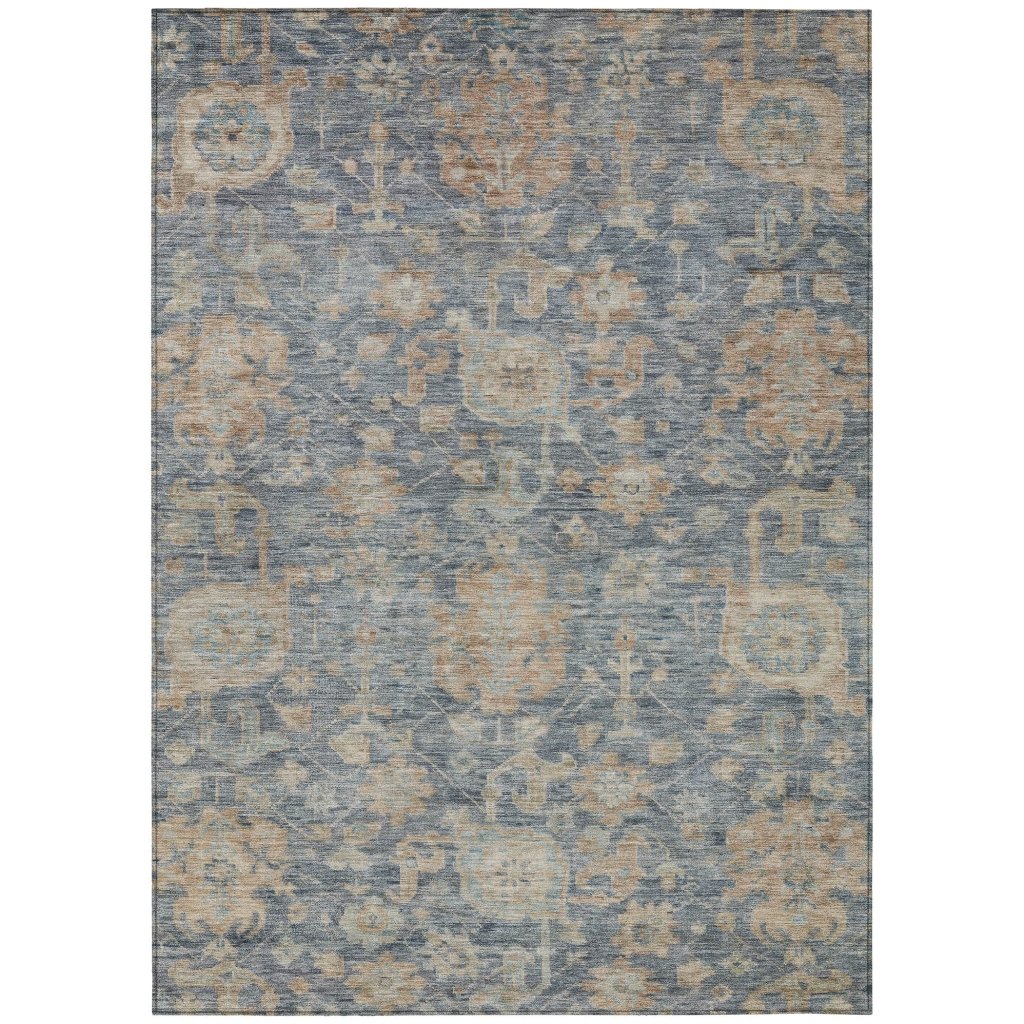 LOOMLAN Rugs Riga Blue Washable Indoor-Outdoor Rug