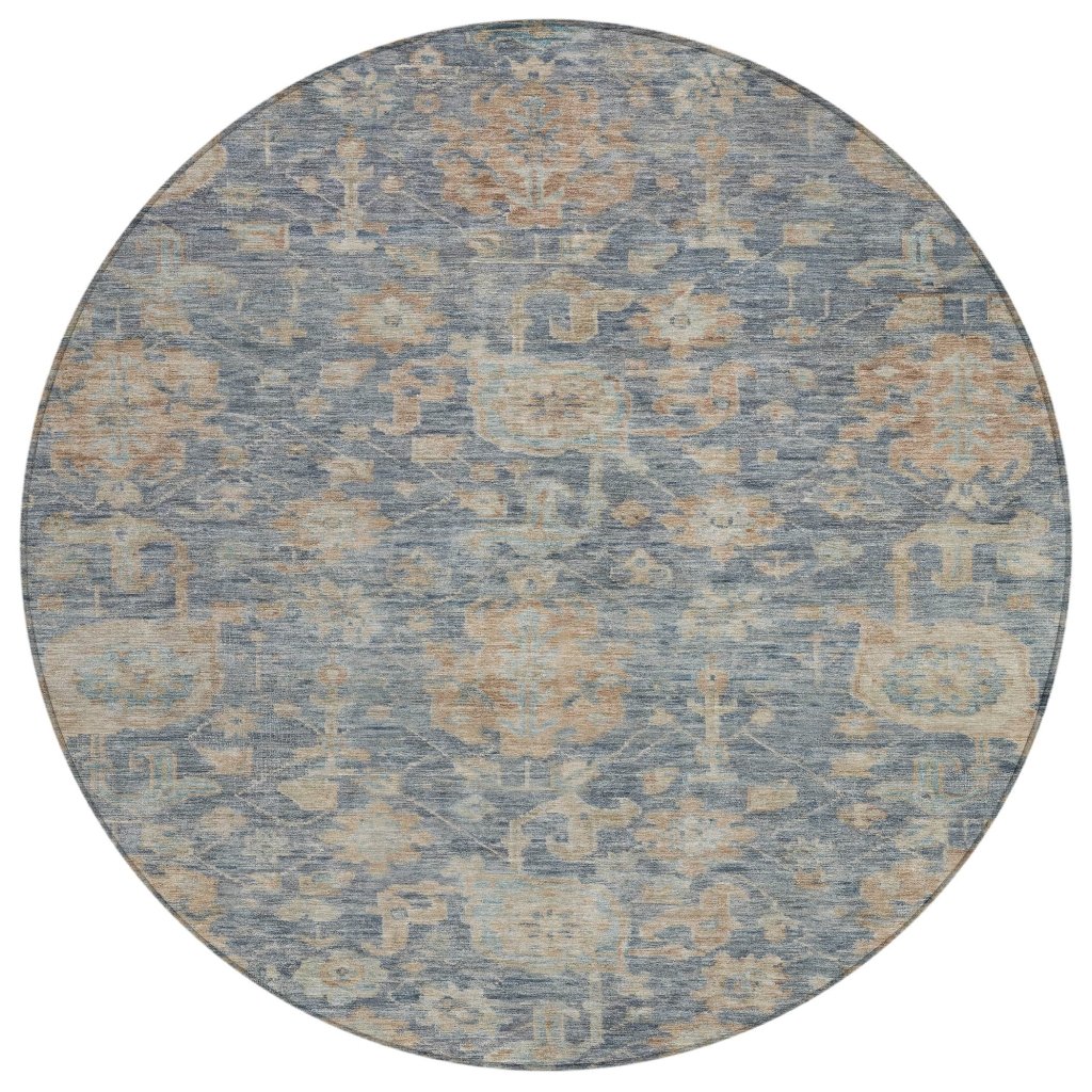 LOOMLAN Rugs Riga Blue Washable Indoor-Outdoor Rug