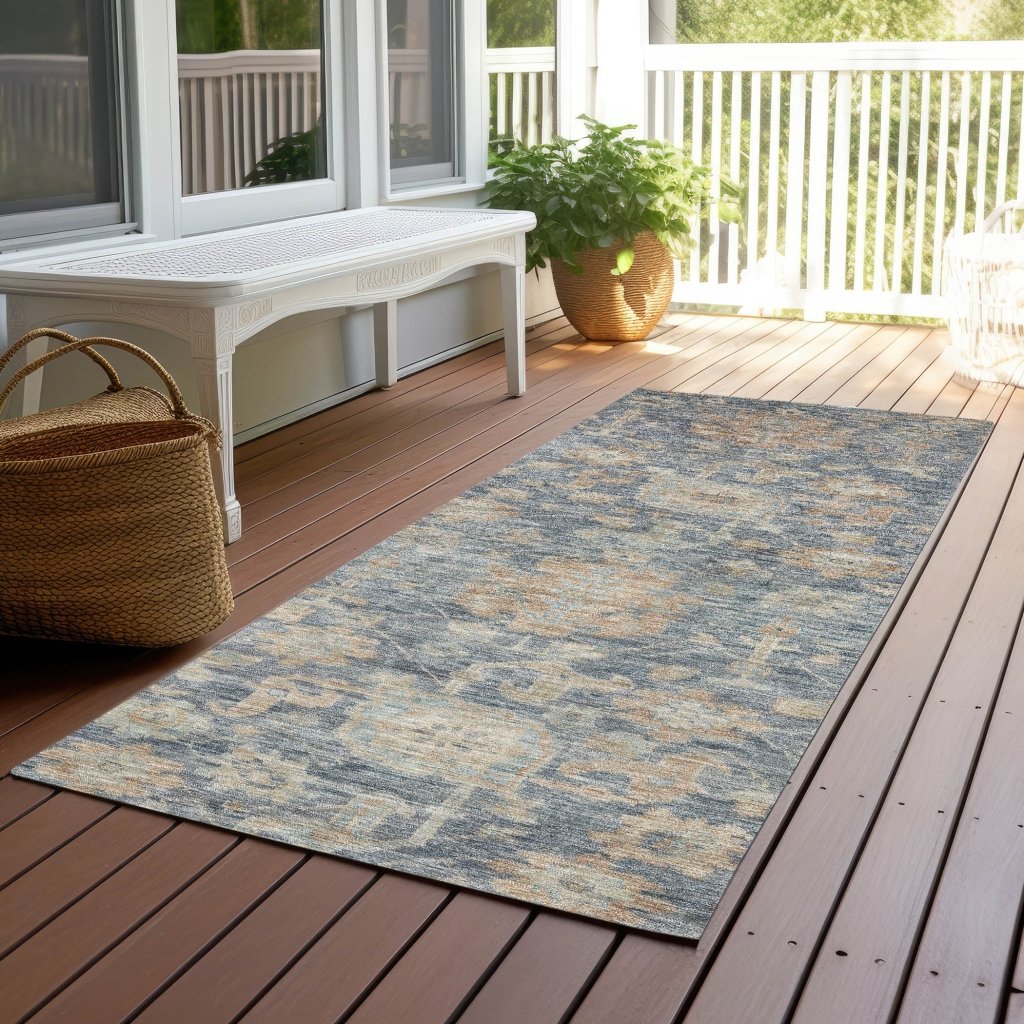 LOOMLAN Rugs Riga Blue Washable Indoor-Outdoor Rug