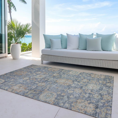 LOOMLAN Rugs Riga Blue Washable Indoor-Outdoor Rug
