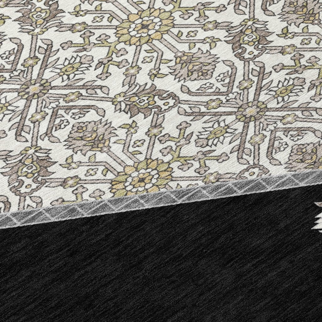LOOMLAN Rugs Riven Black Washable Indoor-Outdoor Rug